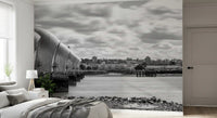 Vægmaleri med udsigt til Thames Flood Barrier