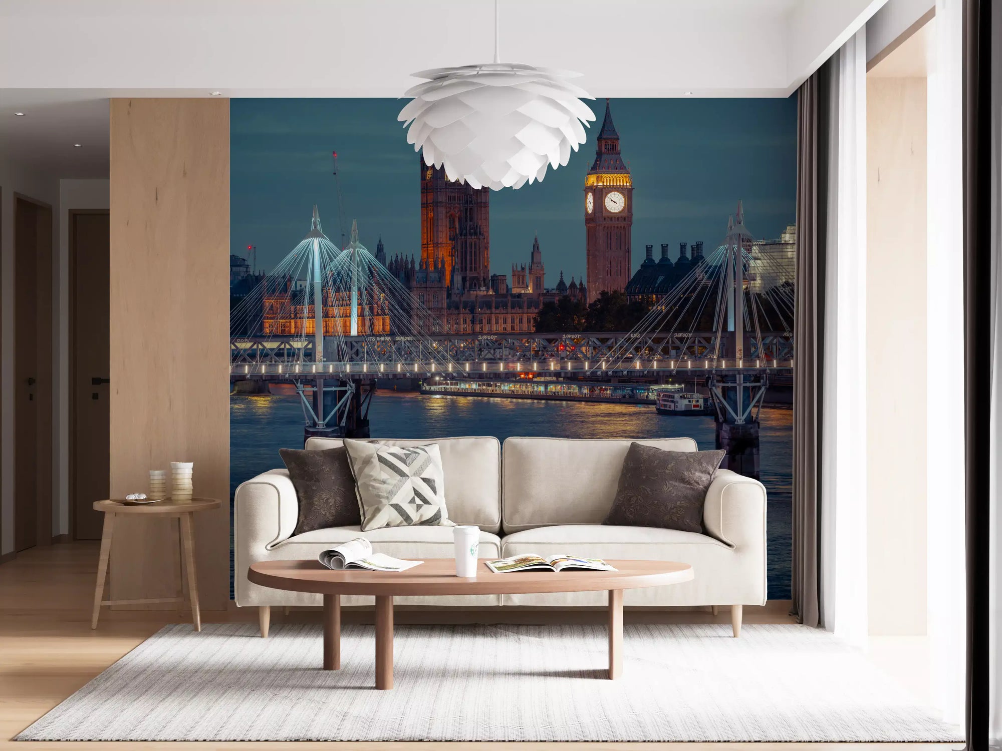 Murale da parete Skyline al crepuscolo di Londra con ponte