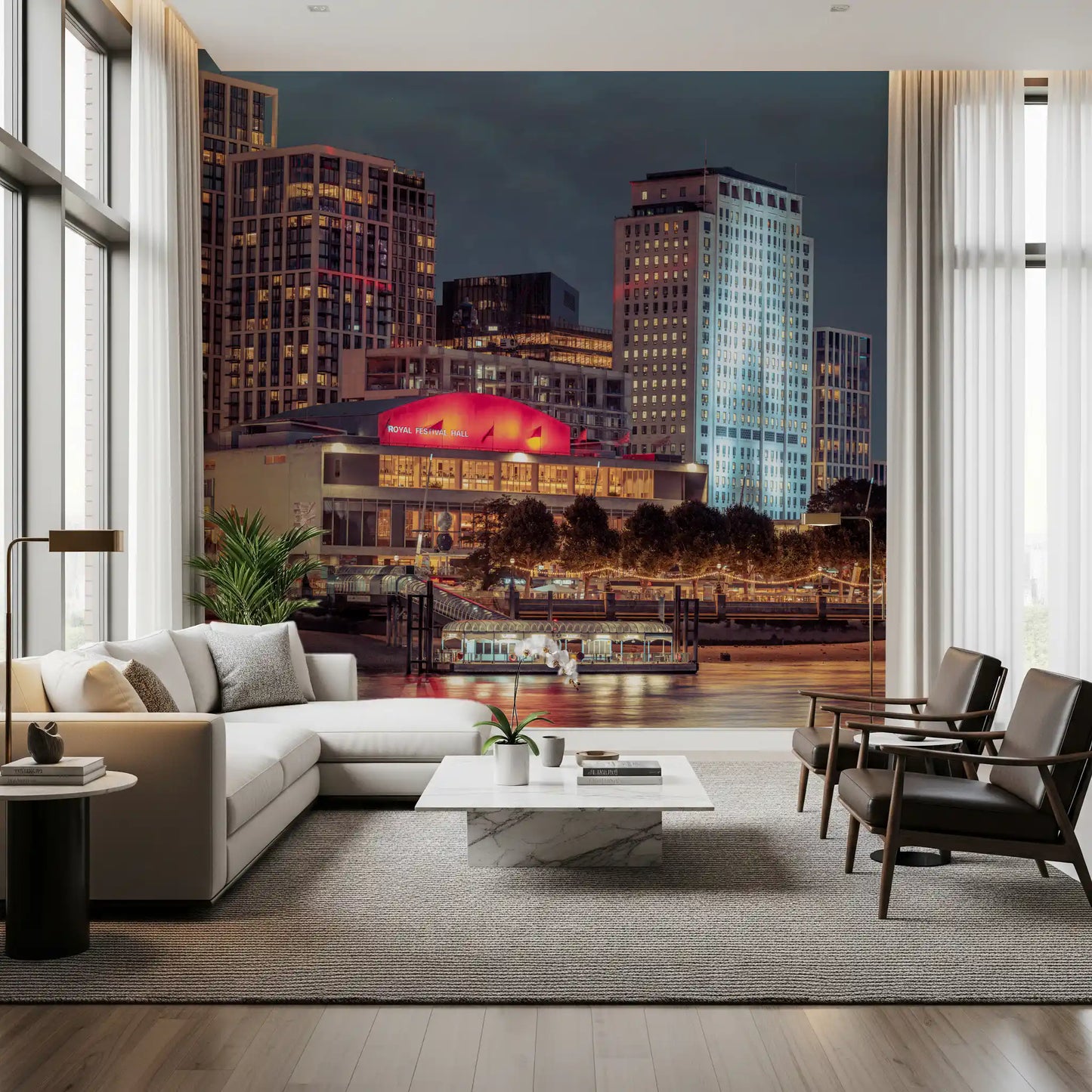 Fototapeta z panoramą Londynu nad rzeką o zmierzchu