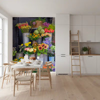 Rustieke Bloemenmarkt Kraam Muurmuurdecoratie