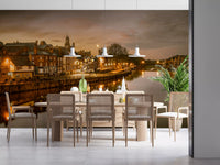 York Riverside Twilight Veggmaleri
