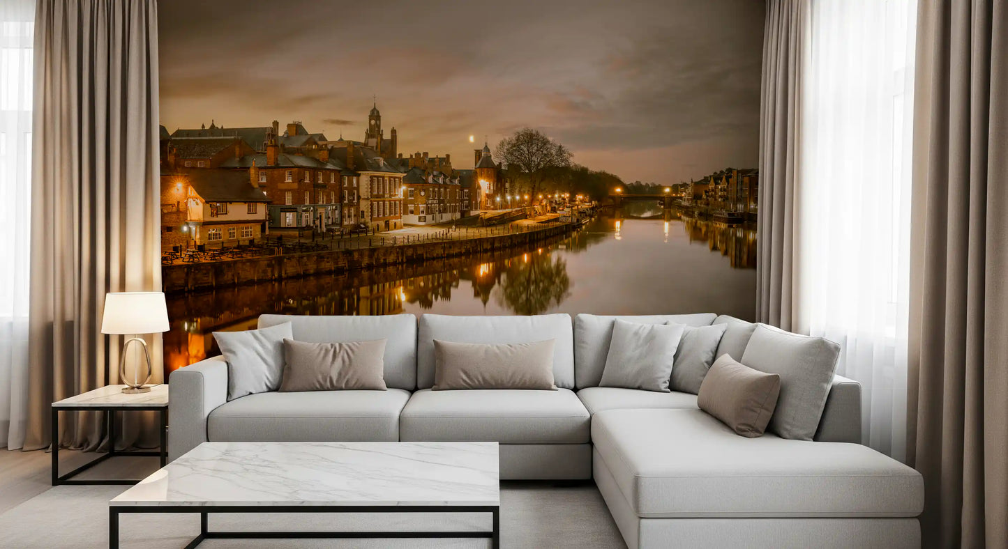 York Riverside Twilight Veggmaleri