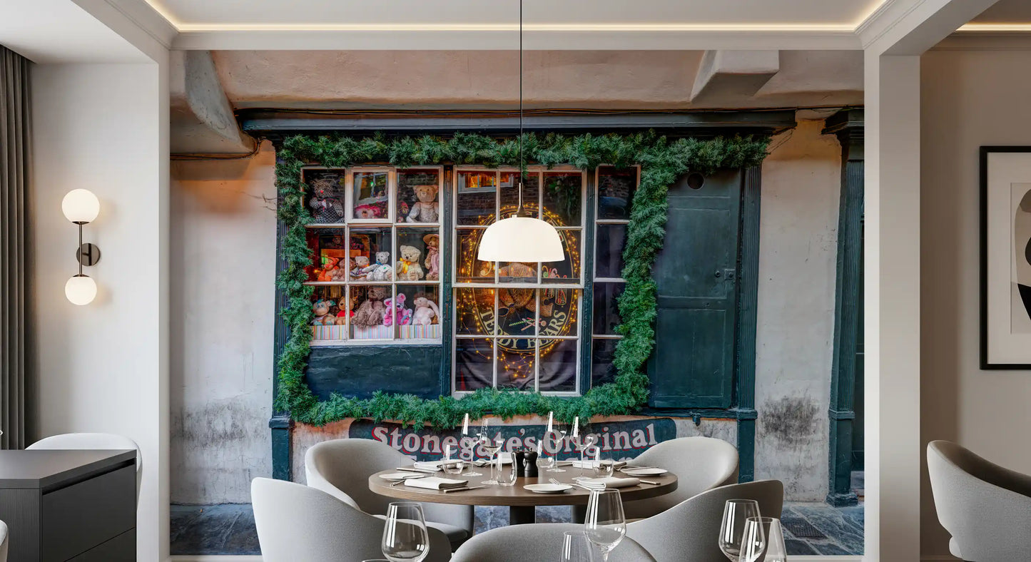 Charmantes Wandbild mit Teddybär-Shop-Fassade