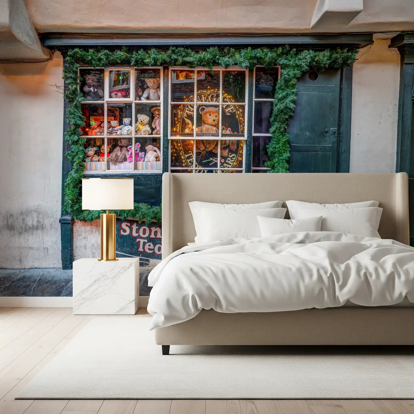 Charmantes Wandbild mit Teddybär-Shop-Fassade
