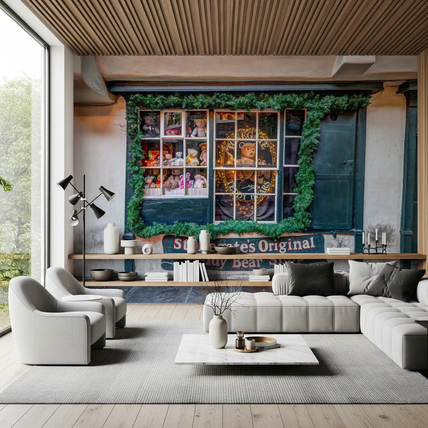 Charmantes Wandbild mit Teddybär-Shop-Fassade