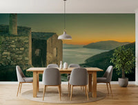 Mediterranean Cliffside Haven Vægmaleri