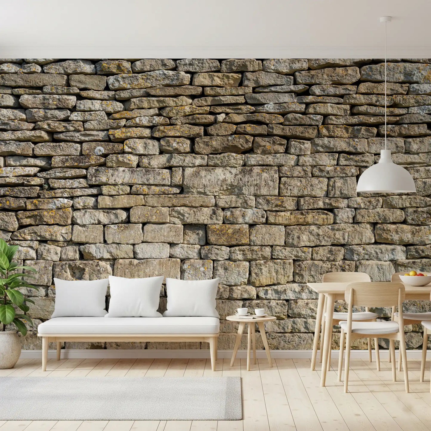 Väggmålning med staplad Cotswold-sten