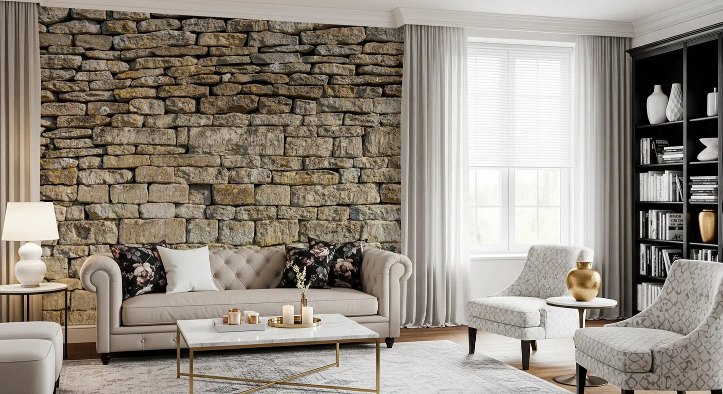 Väggmålning med staplad Cotswold-sten