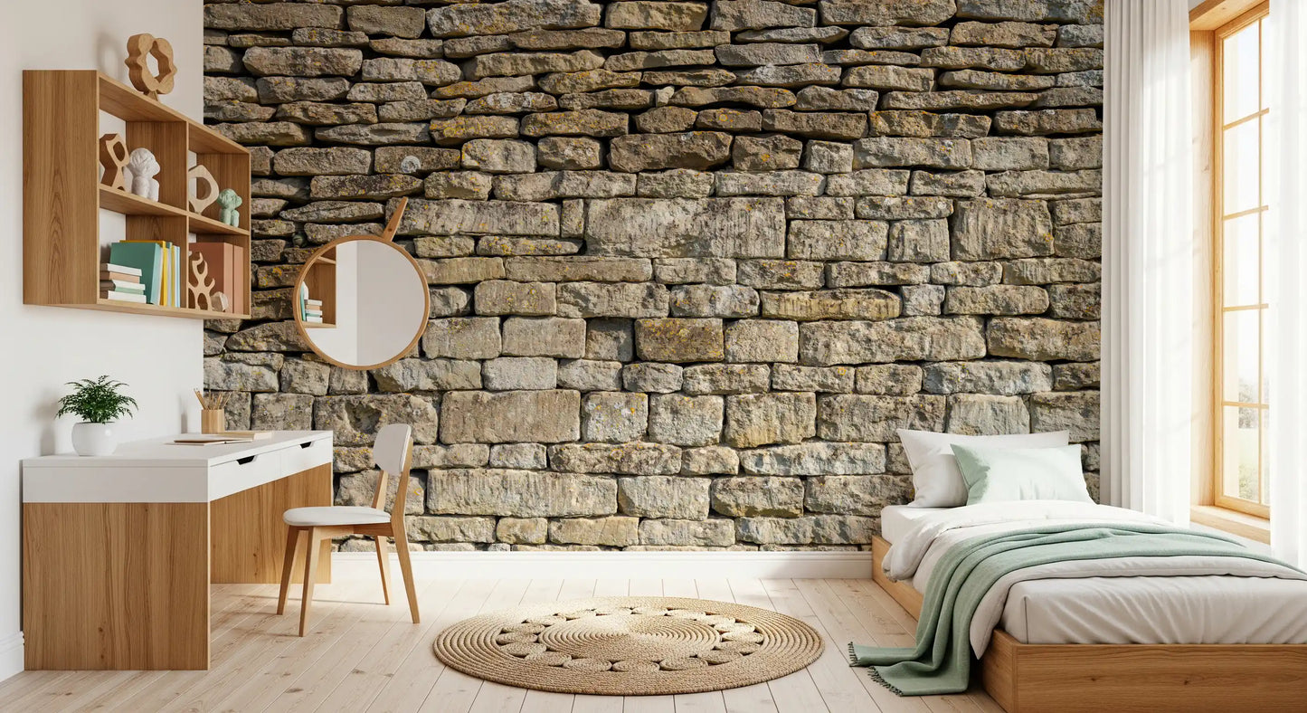 Väggmålning med staplad Cotswold-sten