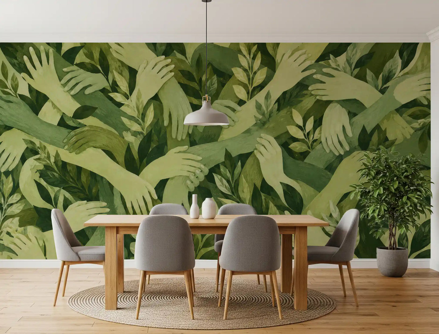 Wandbild Verschlungene Blätterhände