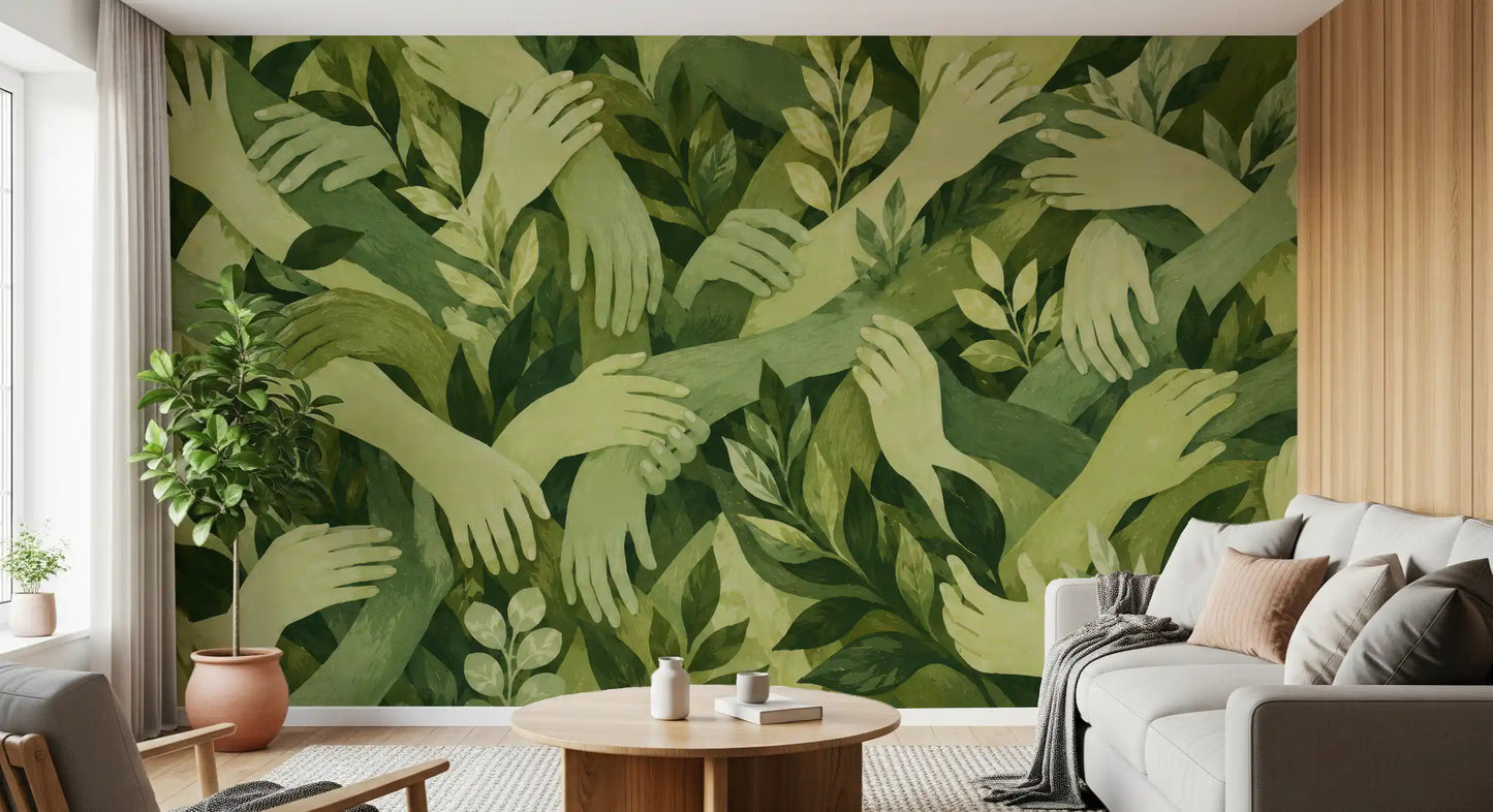Wandbild Verschlungene Blätterhände