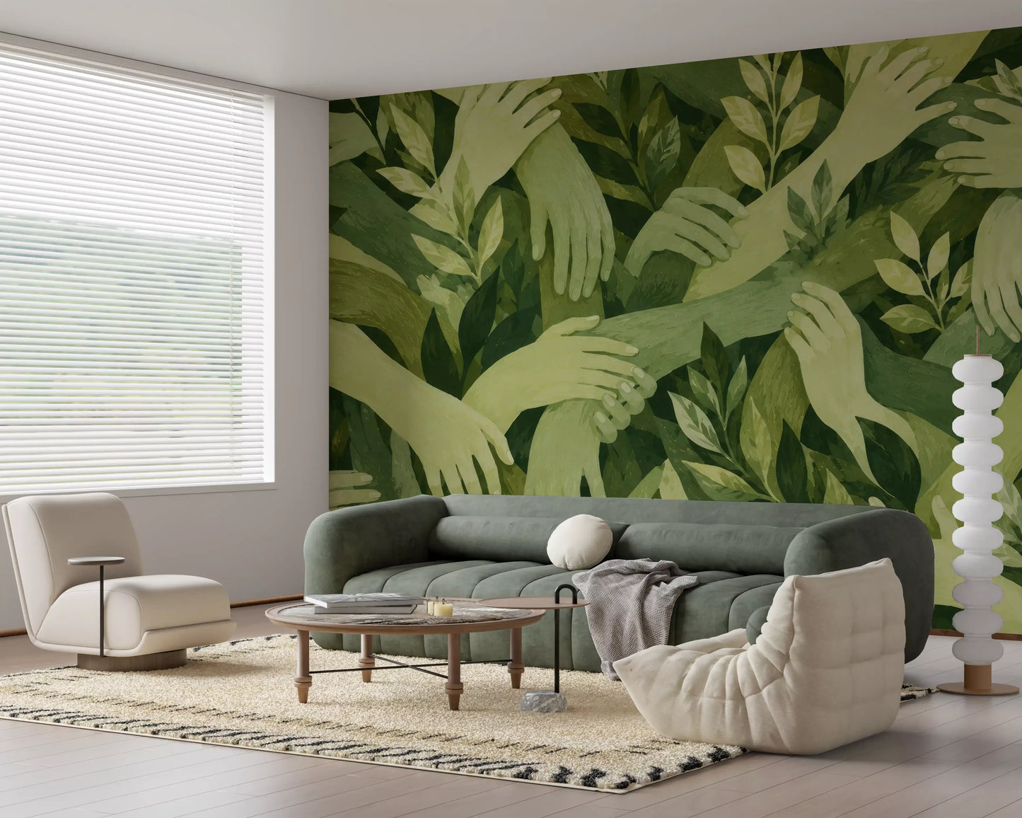 Wandbild Verschlungene Blätterhände