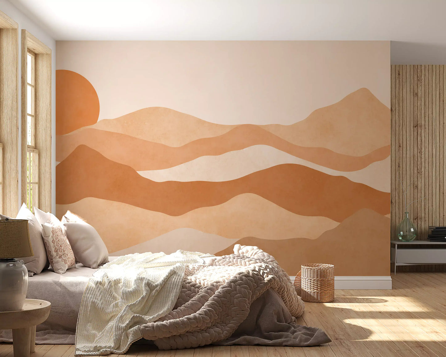 Ørken solnedgang minimalistiske topper veggmaleri