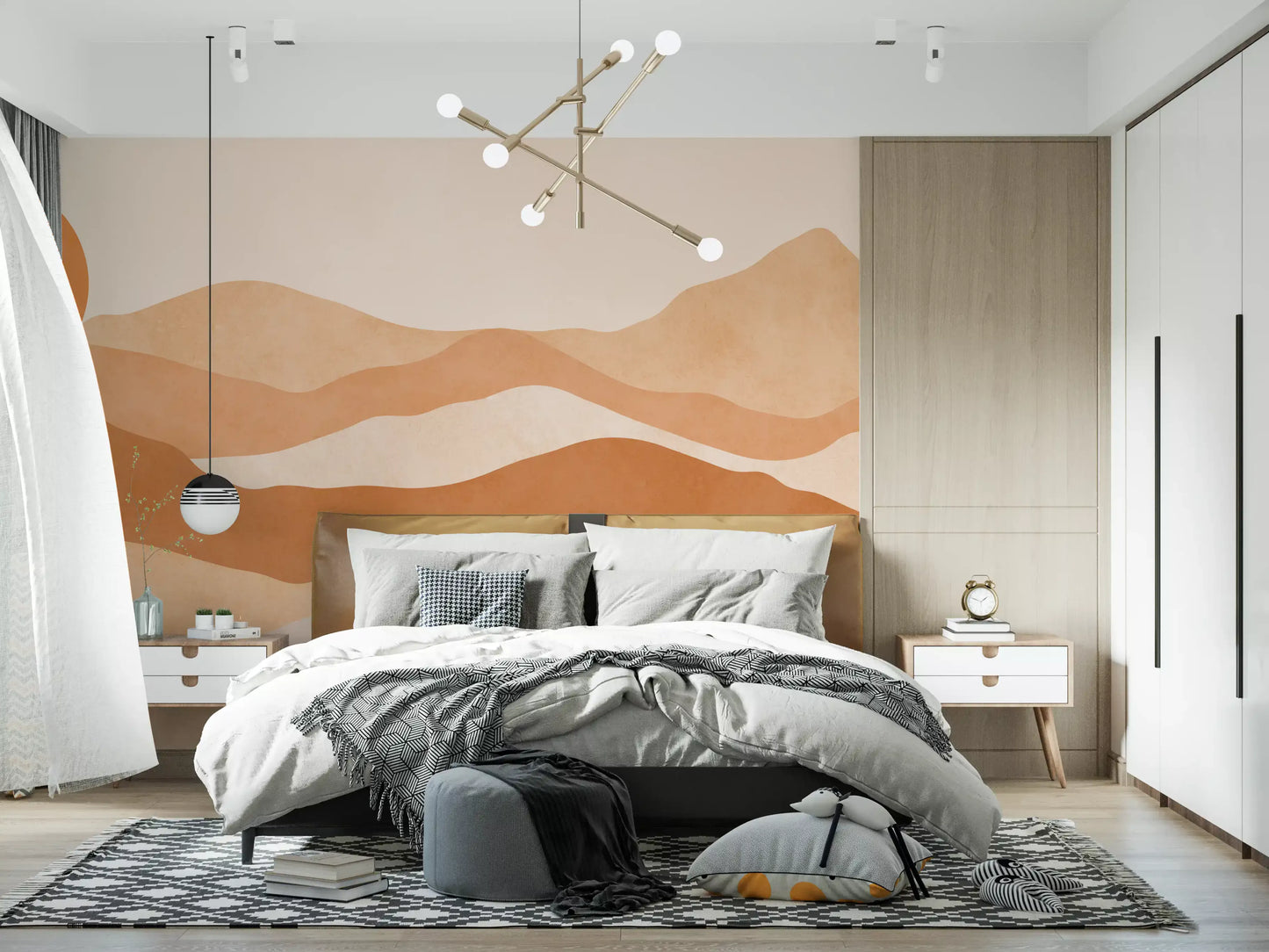 Ørken solnedgang minimalistiske topper veggmaleri