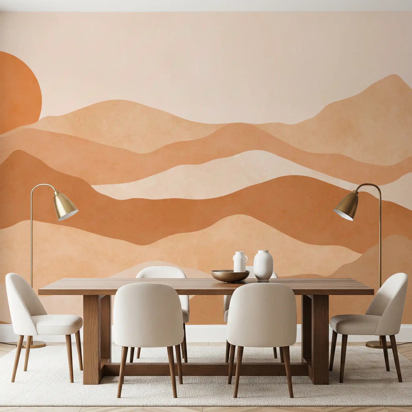 Ørken solnedgang minimalistiske topper veggmaleri