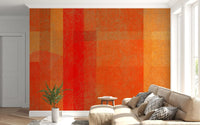 Wandbild mit abstrakter Geometrie und feurigem Sonnenuntergang