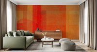Wandbild mit abstrakter Geometrie und feurigem Sonnenuntergang