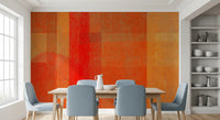Wandbild mit abstrakter Geometrie und feurigem Sonnenuntergang