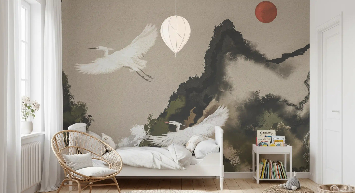 Tapet mural peisaj montan Zen Heron