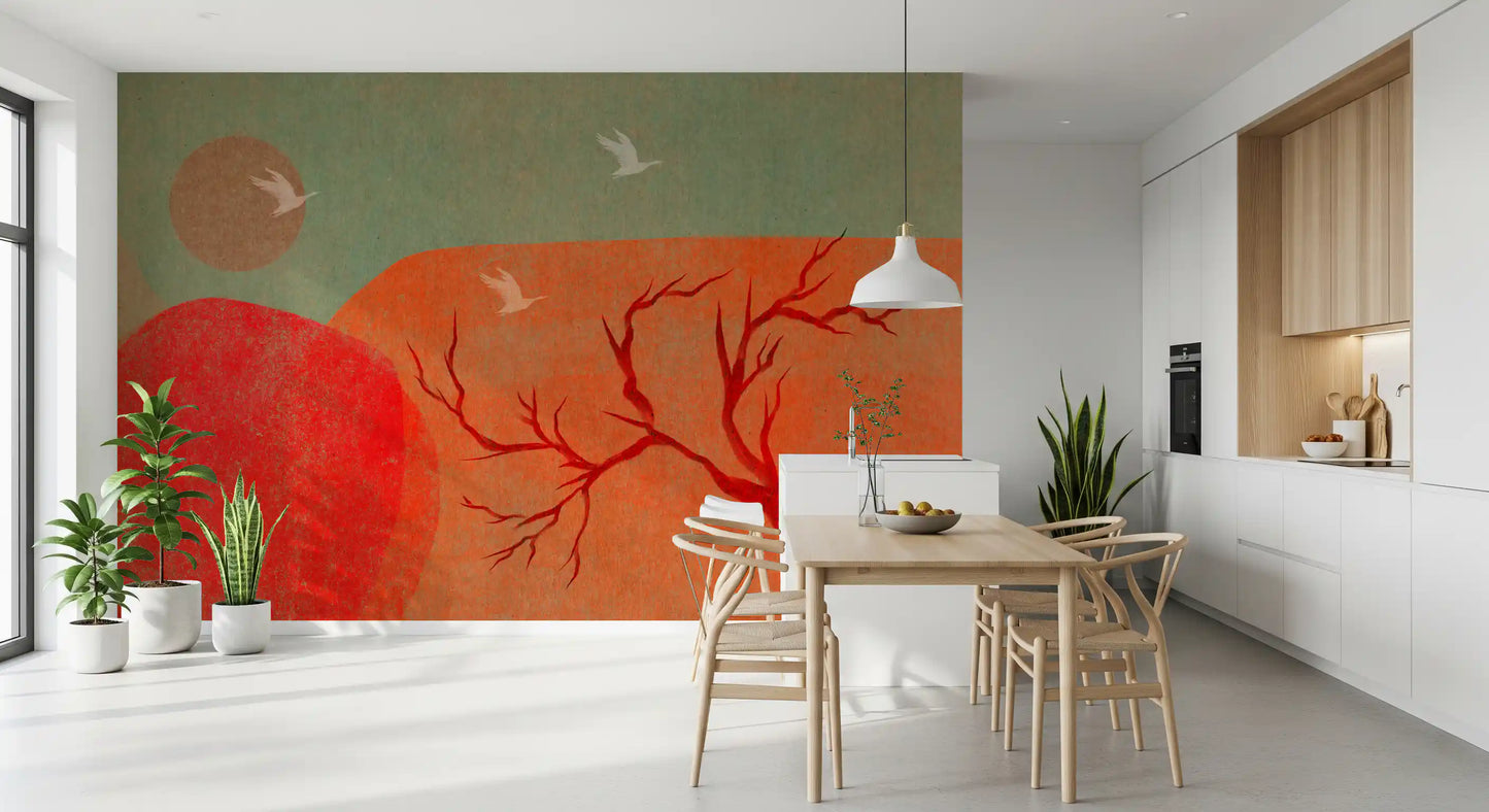 Tapet mural cu peisaj abstract pictat la amurg