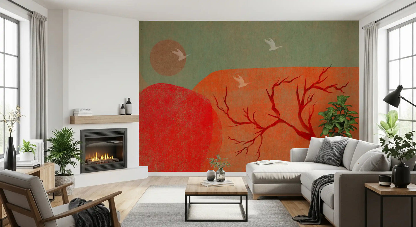 Tapet mural cu peisaj abstract pictat la amurg