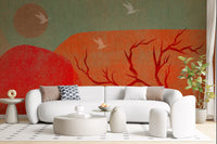 Tapet mural cu peisaj abstract pictat la amurg