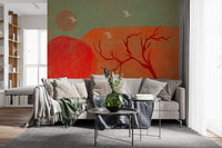 Tapet mural cu peisaj abstract pictat la amurg