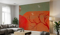 Tapet mural cu peisaj abstract pictat la amurg