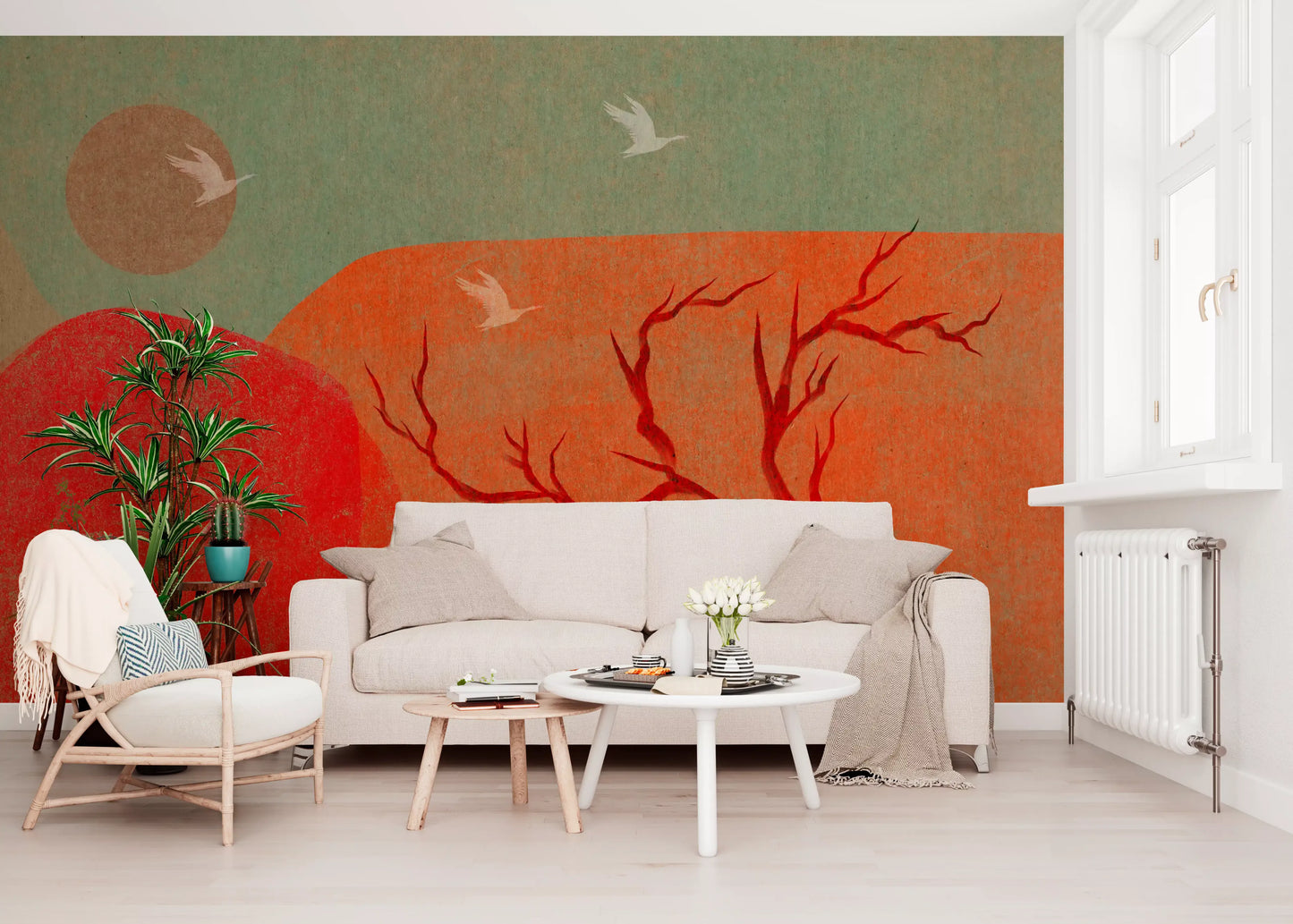 Tapet mural cu peisaj abstract pictat la amurg