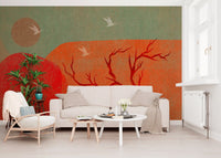 Tapet mural cu peisaj abstract pictat la amurg