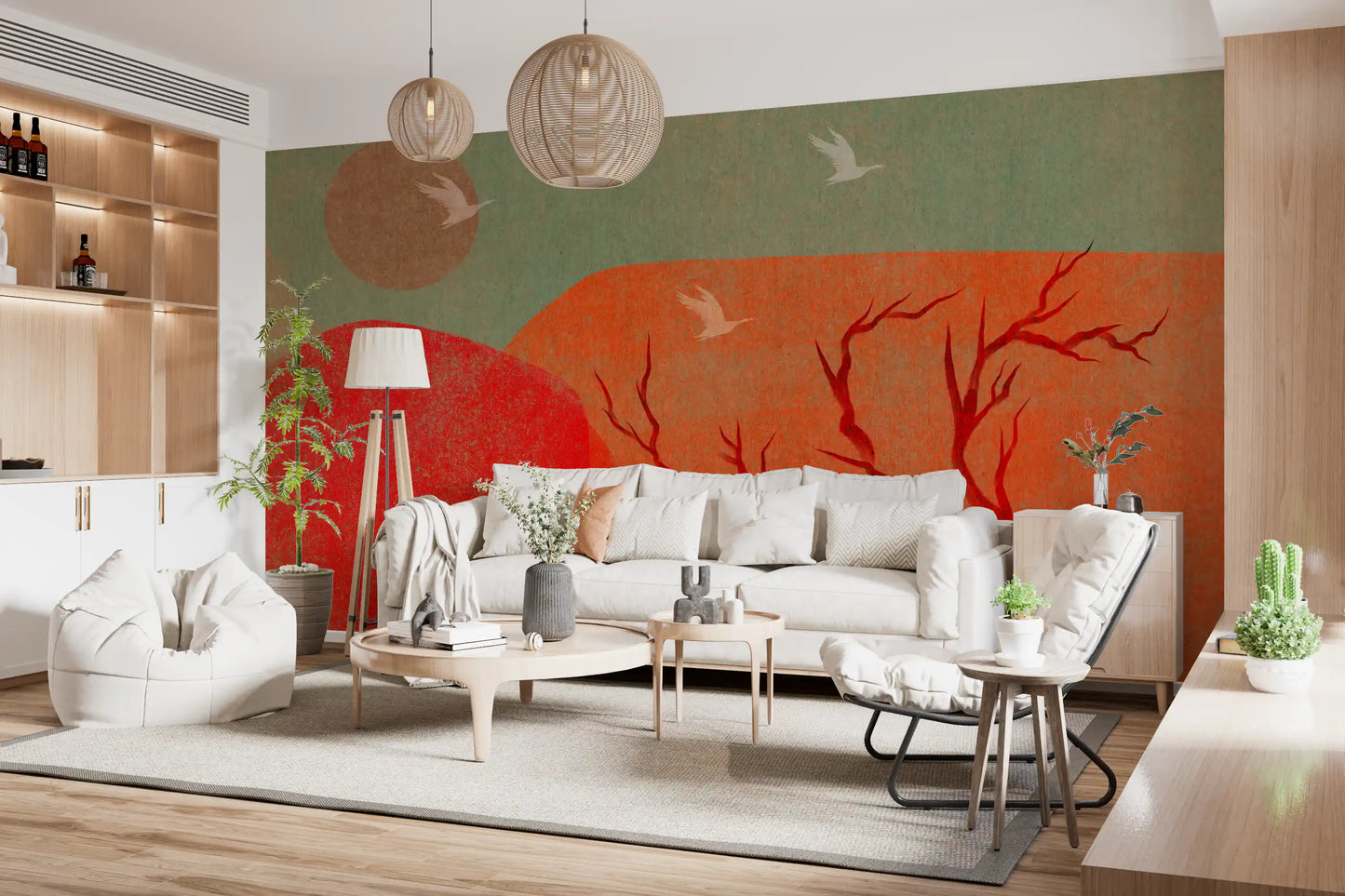 Tapet mural cu peisaj abstract pictat la amurg