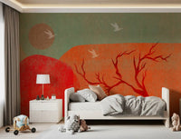 Tapet mural cu peisaj abstract pictat la amurg