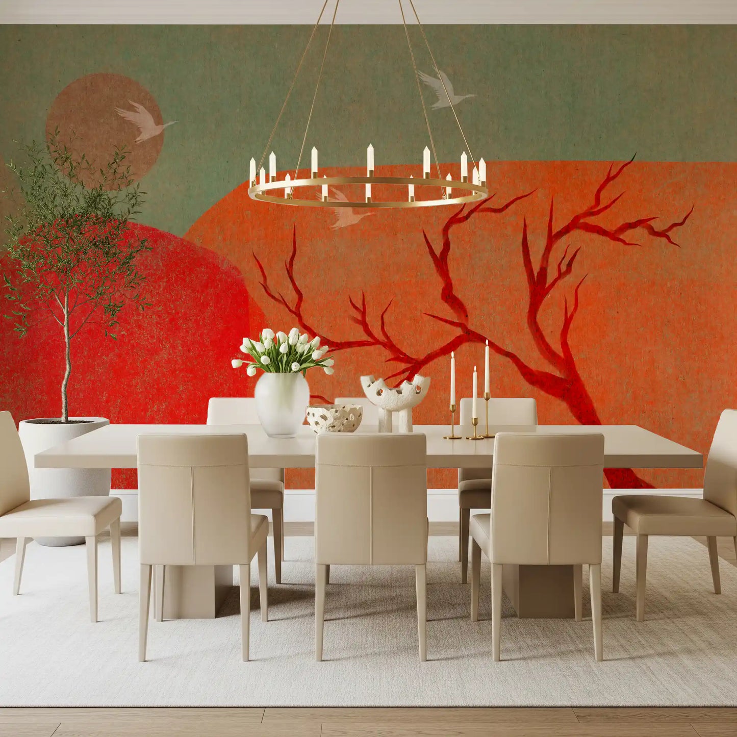 Tapet mural cu peisaj abstract pictat la amurg