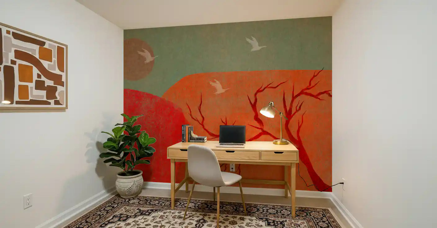 Tapet mural cu peisaj abstract pictat la amurg