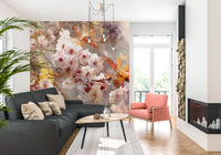 Mural de Pared con Ilustración de Flor Dorada Rústica