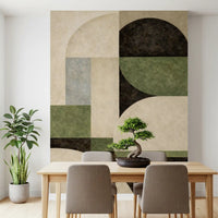 Geometric Earth Tone Arcs Wall Mural in warm clay shades GD11245