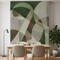 Sage abstract illustration wall mural with clean linear forms GD11246