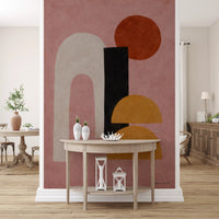 Abstract Shapes in Rose and Clay Wall Mural with textured finish GD11247