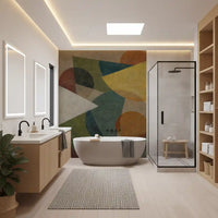 Artistic geometric wall mural with overlapping textured forms GD11248