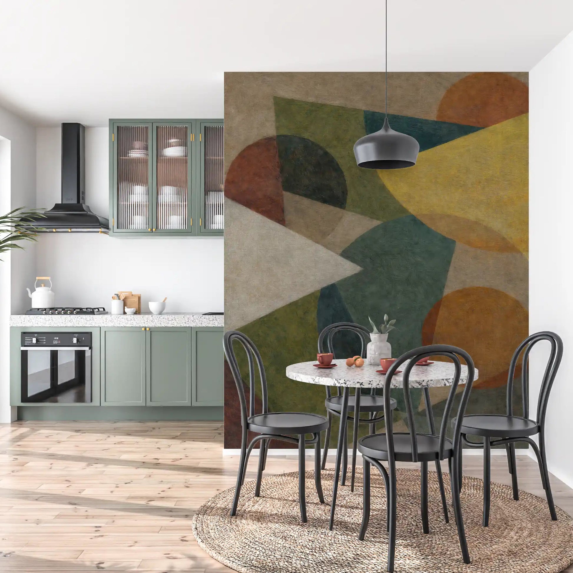Modern earth tone wall mural featuring abstract geometric artwork GD11248