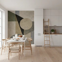 Premium neutral wall mural with overlapping geometric elements GD11249