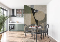 Textured geometric abstract wall mural in warm earthy tones GD11249