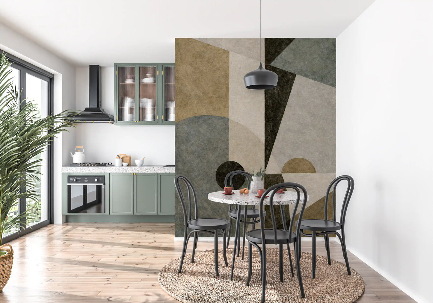 Minimalist cubism wall mural with textured artistic finish GD11250