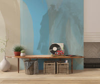 Artistic layered blue wall mural in contemporary home décor style GD11251