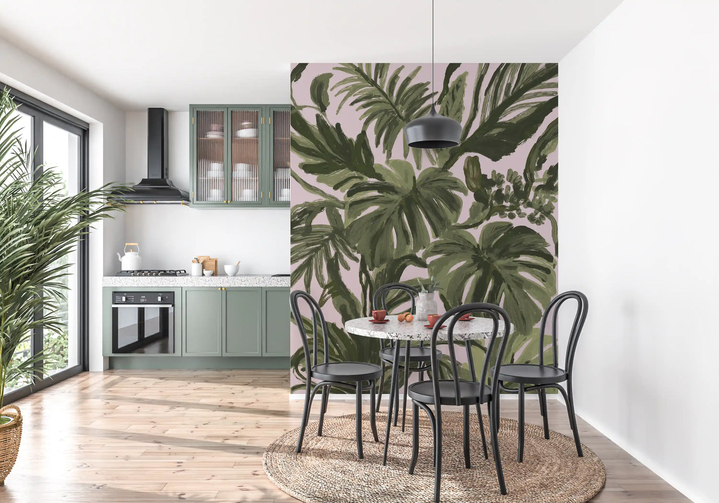 Verdant Brushstroke Tropical Foliage Wall Mural