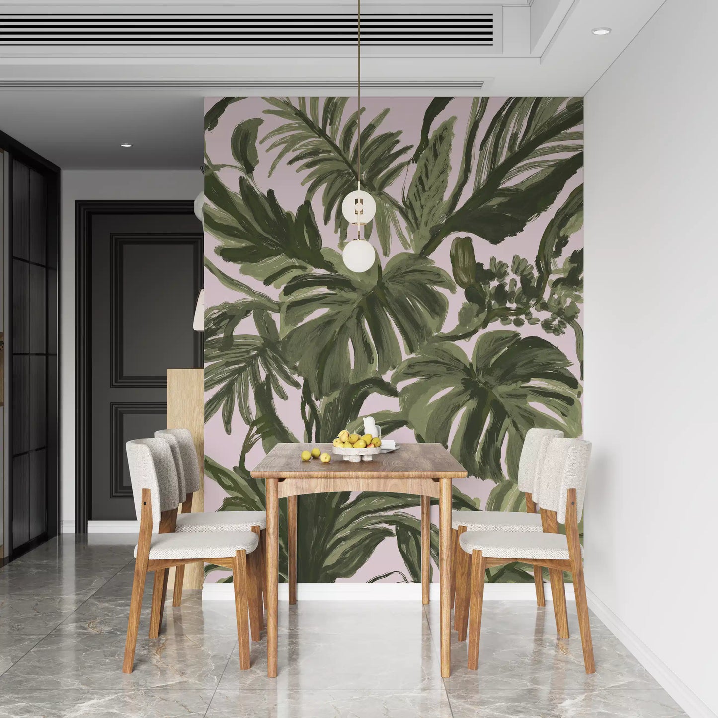 Verdant Brushstroke Tropical Foliage Wall Mural