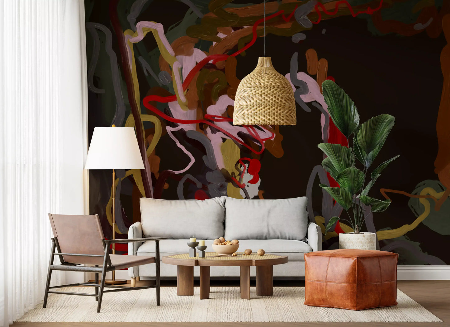 Mural de Pared Senderos Pintados Abstractos
