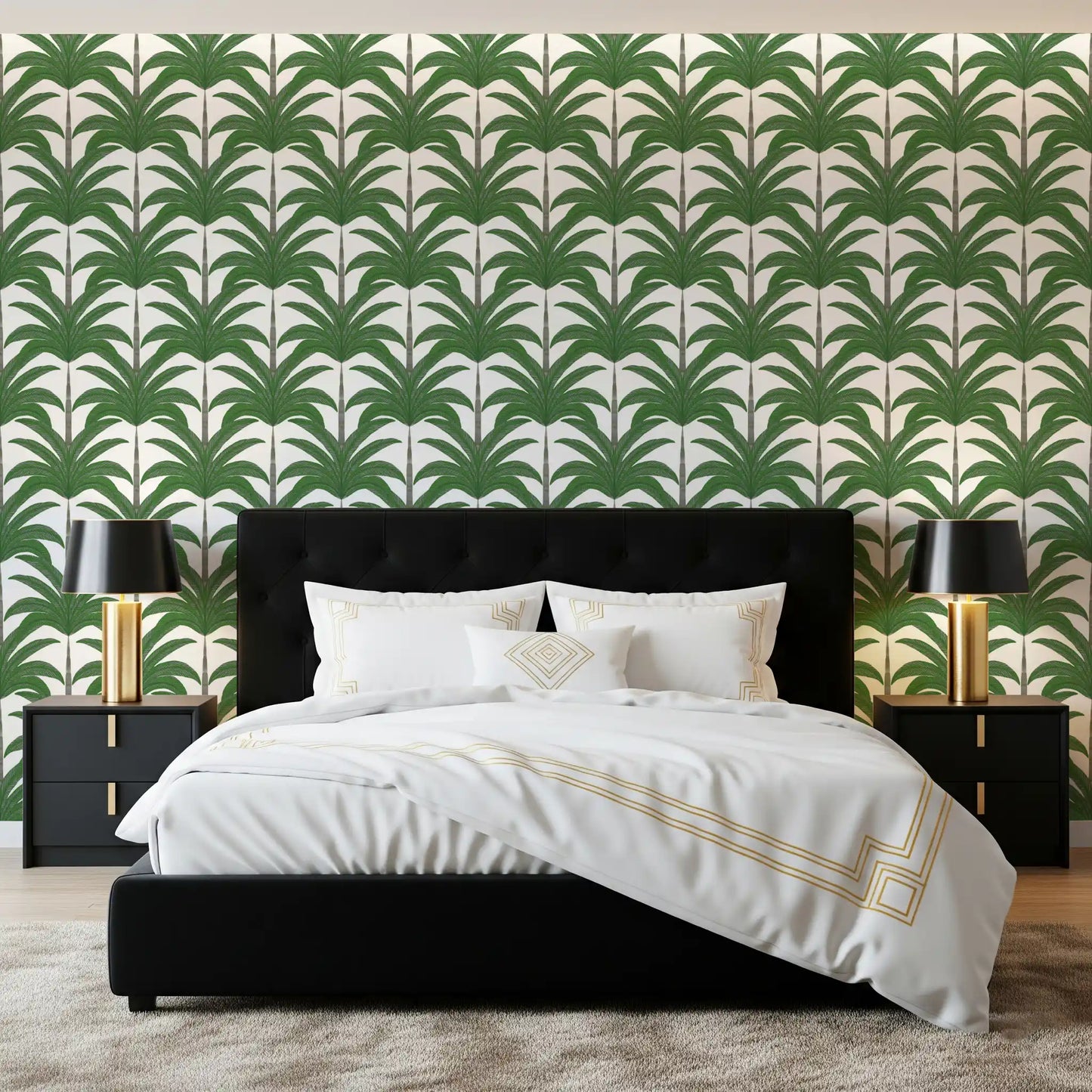 Arched Palm Frond Botanical Art Wallpaper⁠
