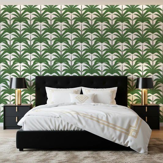Papier peint botanique avec feuille de palmier arquée