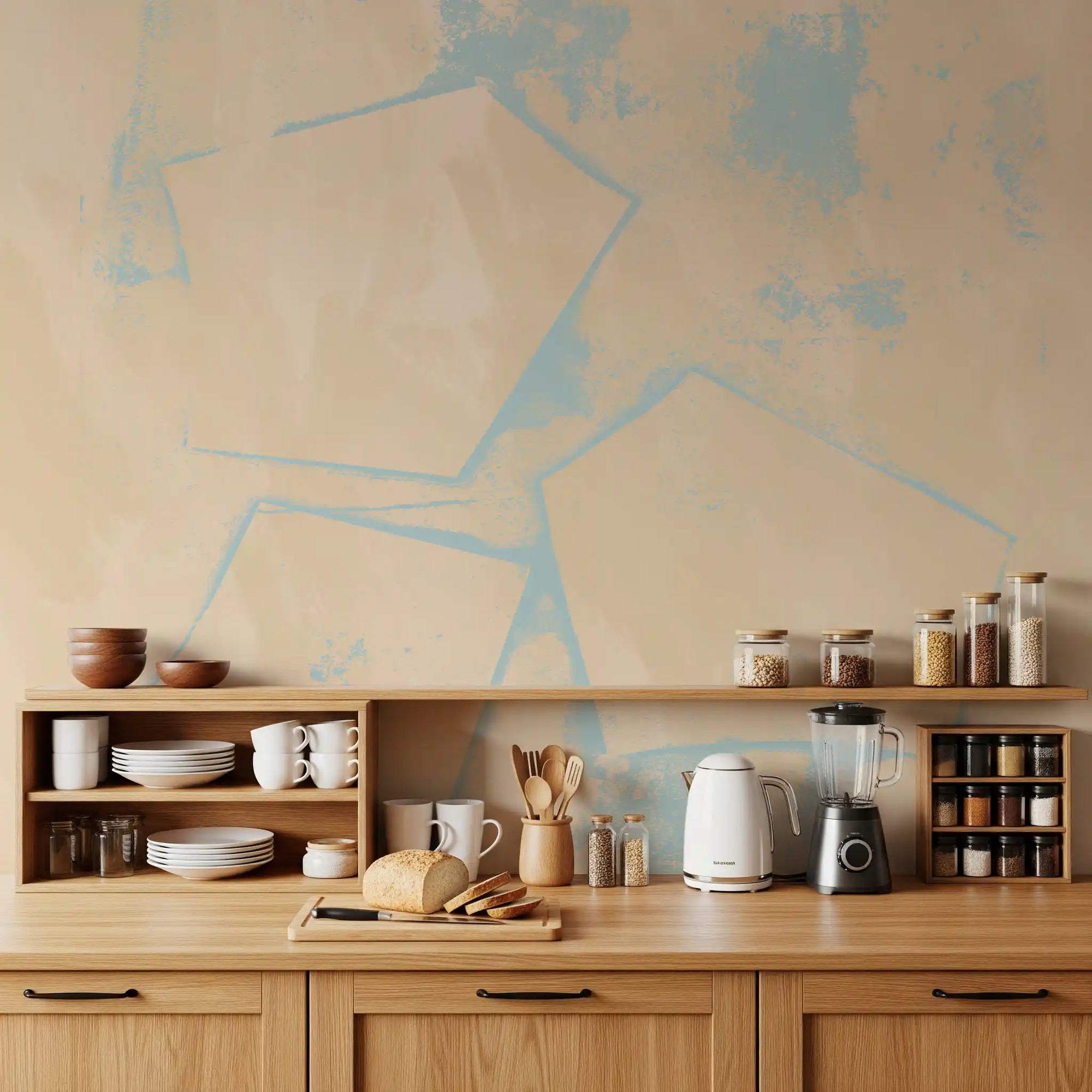 Wall mural warms a Ktichen with Geometric Sand and Sky shapes GD11260
